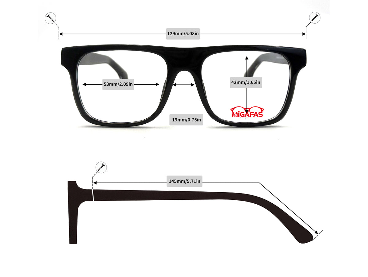 Square Acetate Eyeglasses - QSZ5617 frame measurements