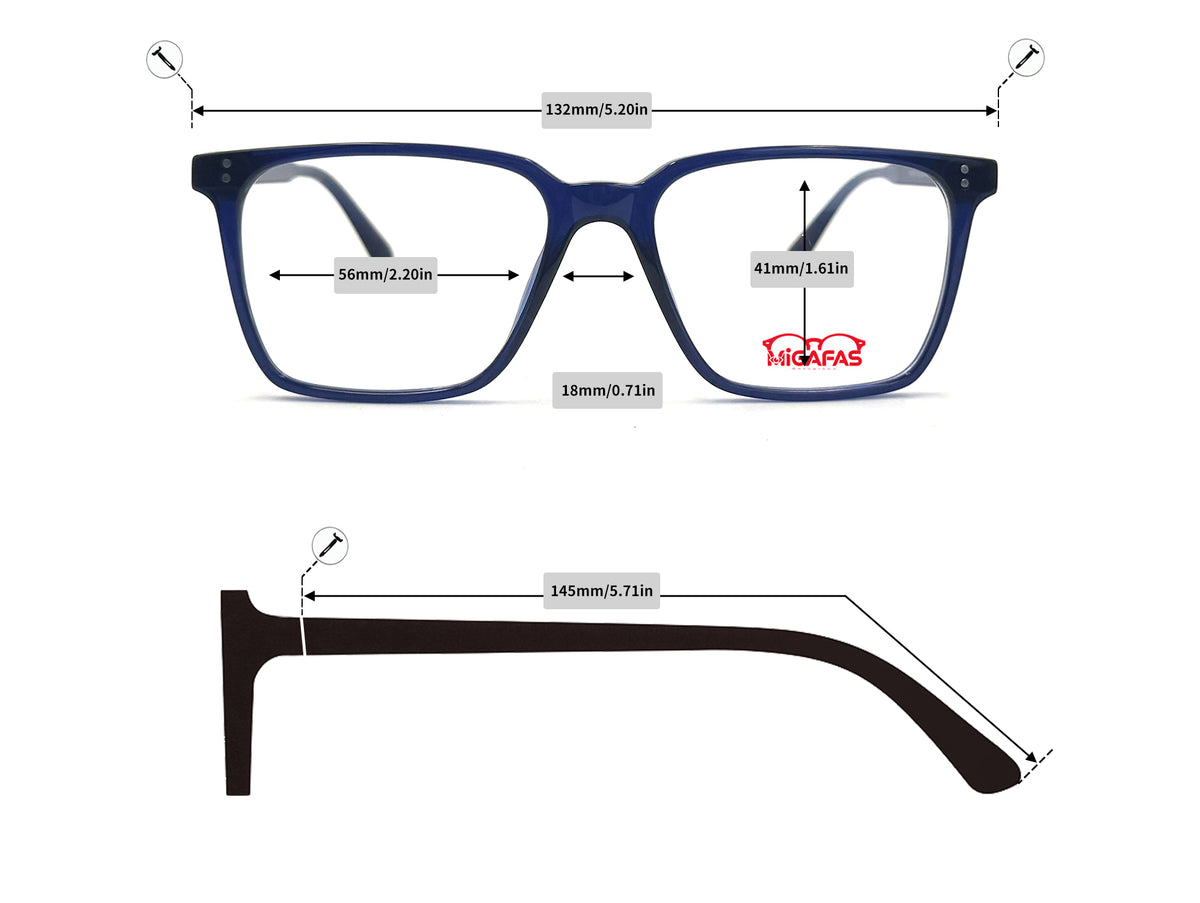 Square Acetate Eyeglasses - QSZ2121 frame measurements