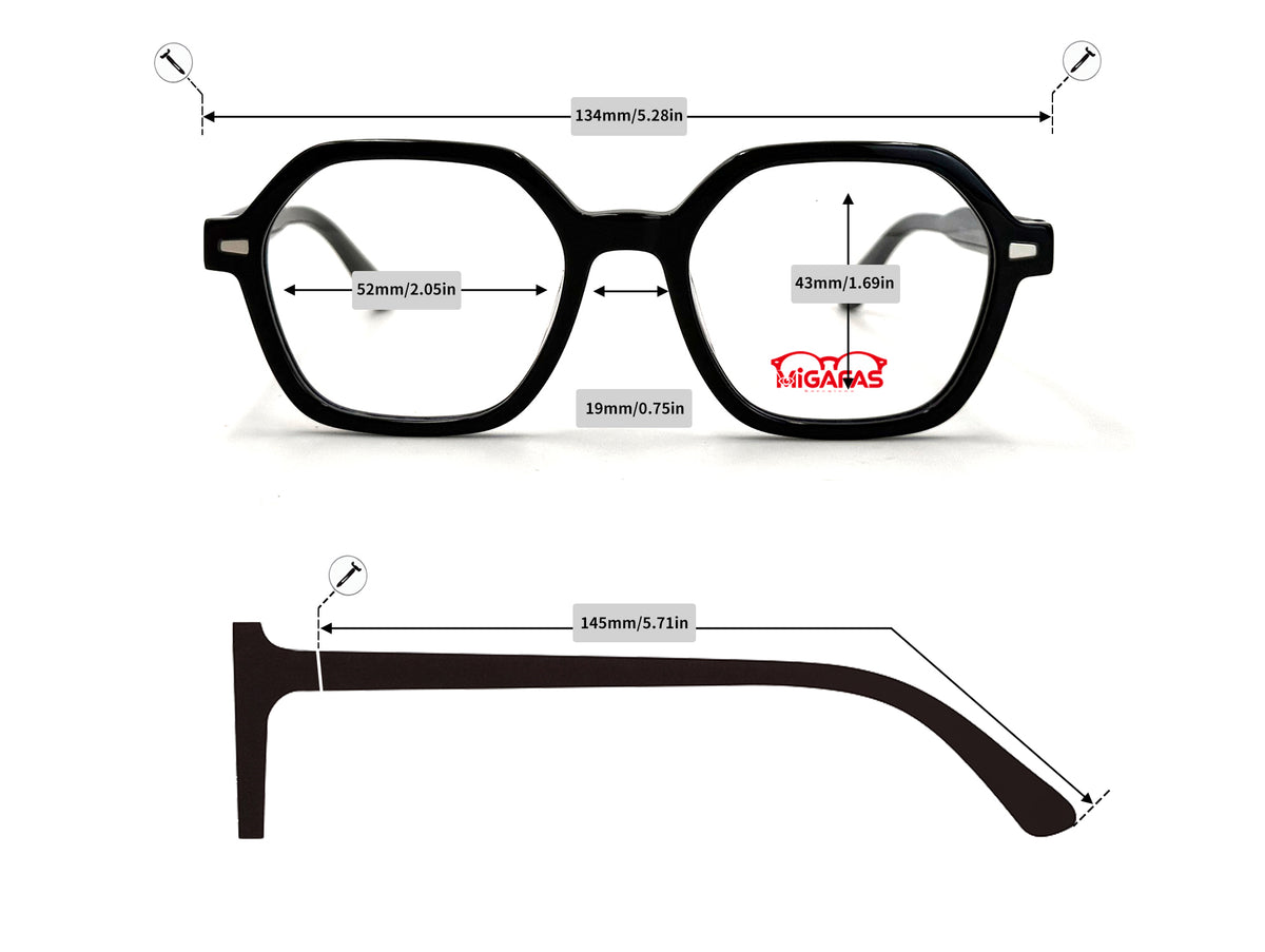 Geometric Acetate Eyeglasses - F6833 frame measurements