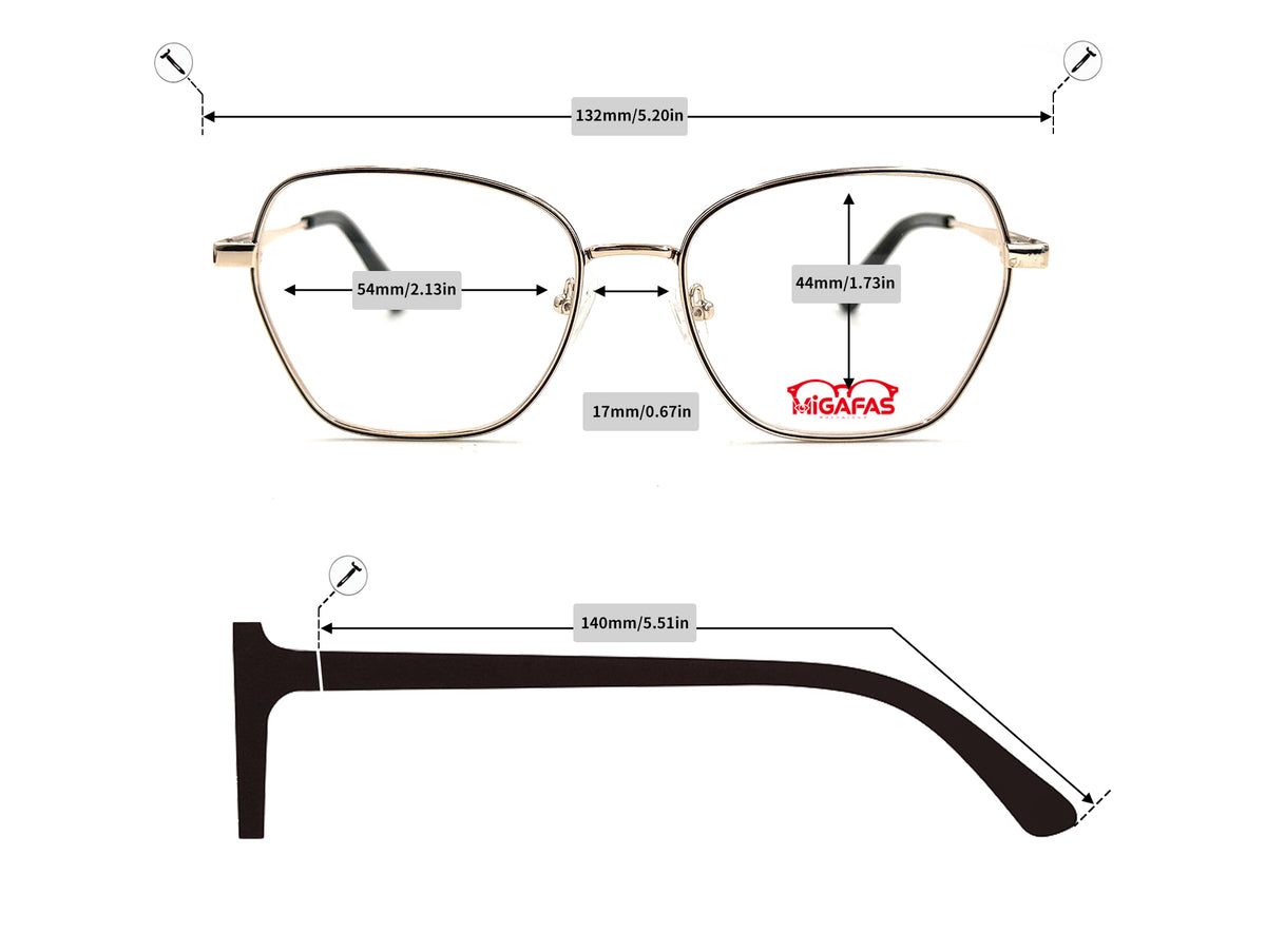 Butterfly Metal Eyeglasses - XK4715C frame measurements