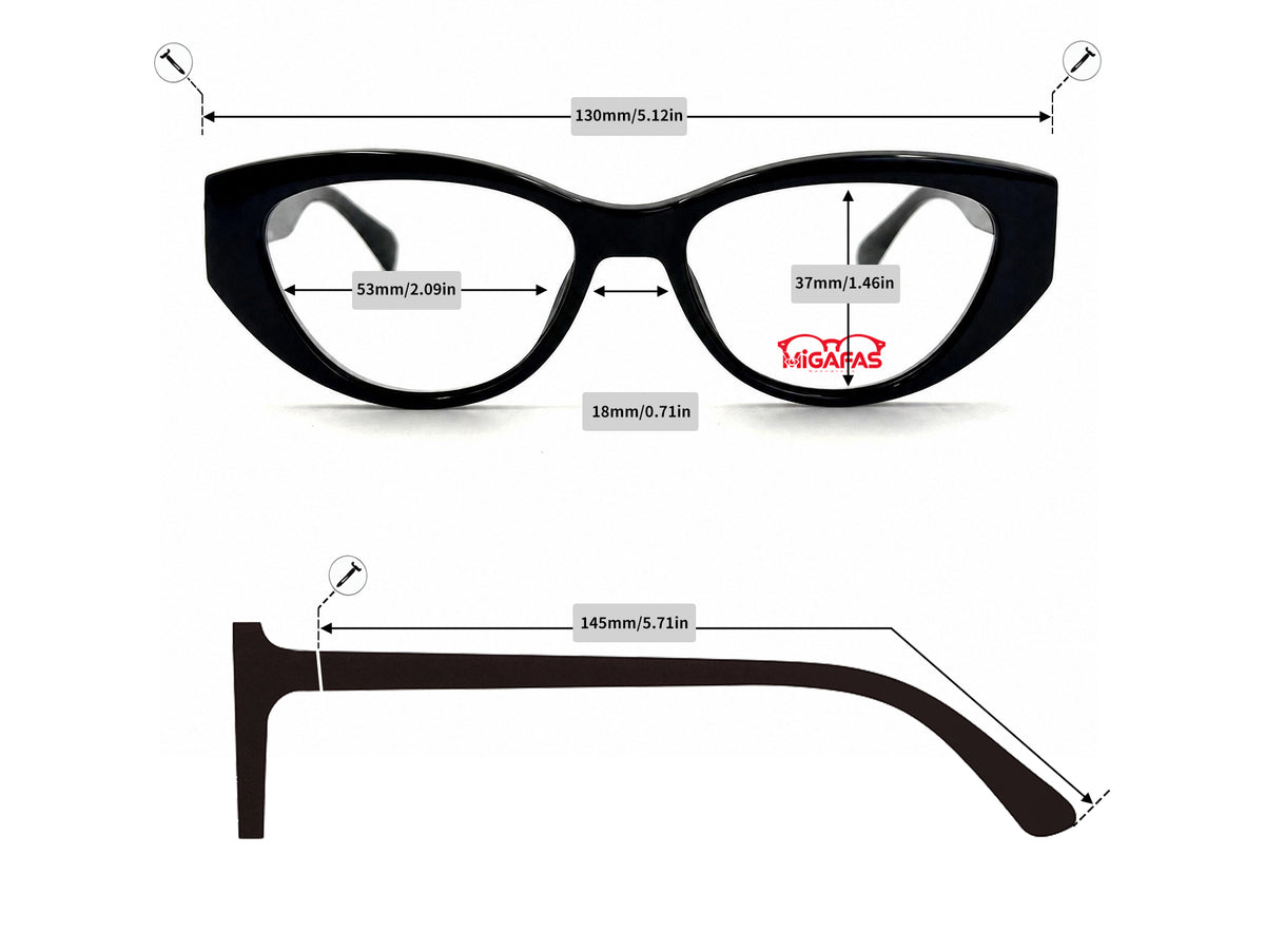 Cat Eye Acetate Sunglasses - QSZ5717S frame measurements