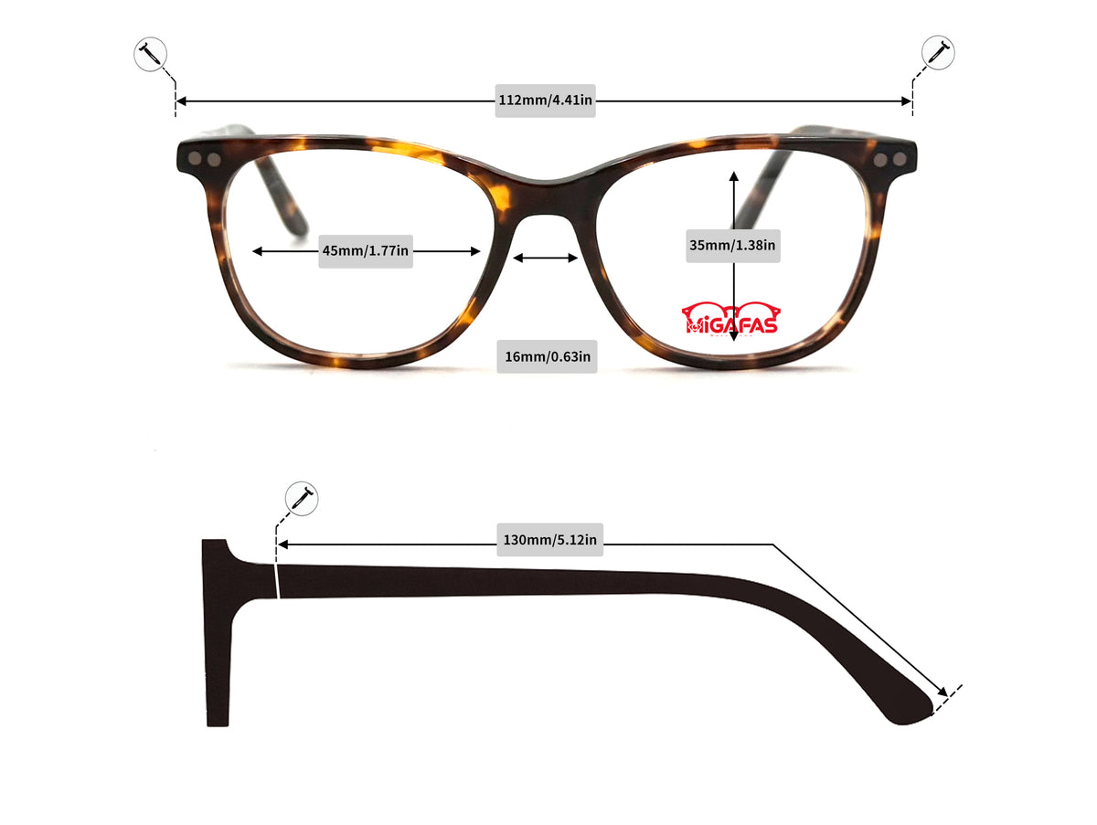 Cat Eye Acetate Sunglasses - C0001S frame measurements
