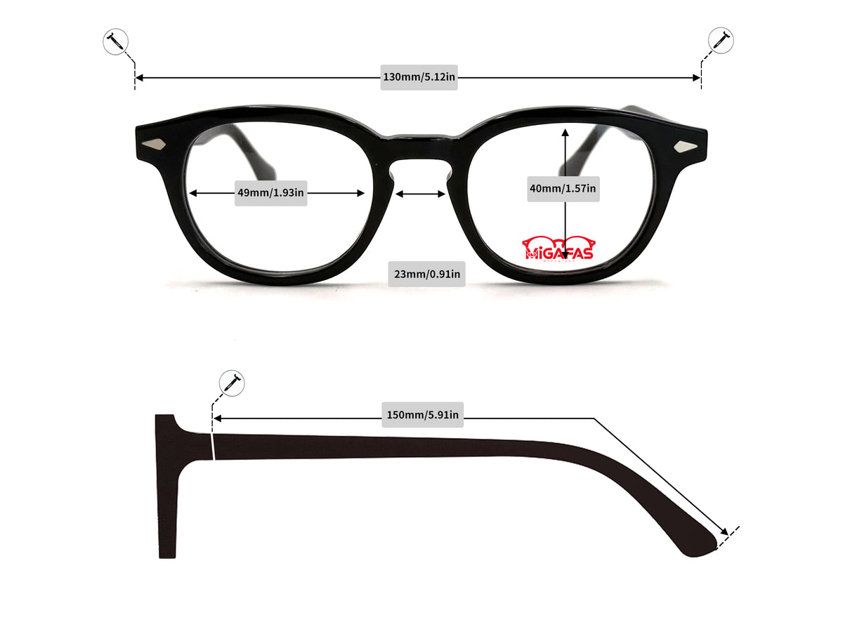 Round Acetate Eyeglasses - F6042 frame measurements