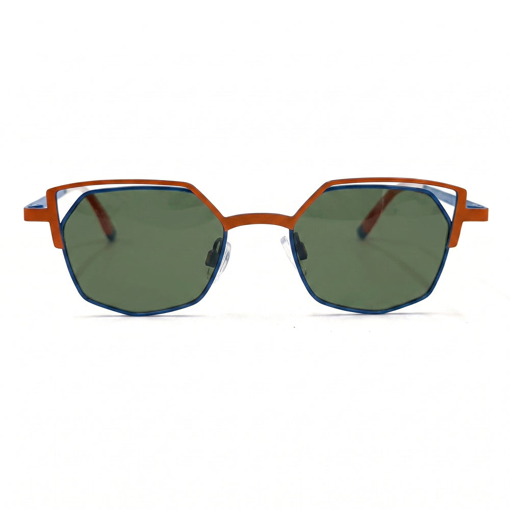 MiGAFAS OD7224S polygon stainless steel sunglasses, front view