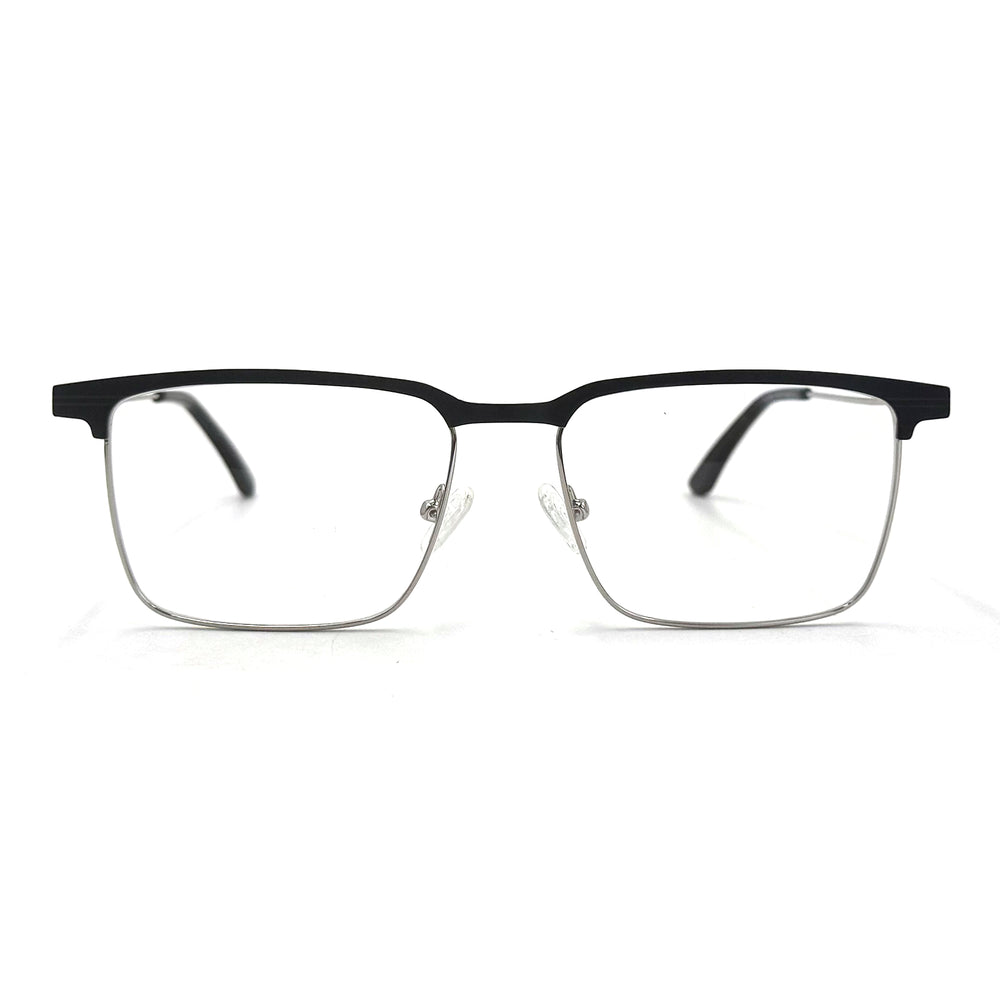 MiGAFAS XK4762 Black stainless steel rectangle eyeglasses front view
