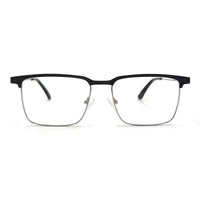 MiGAFAS XK4762 Black stainless steel rectangle eyeglasses front view