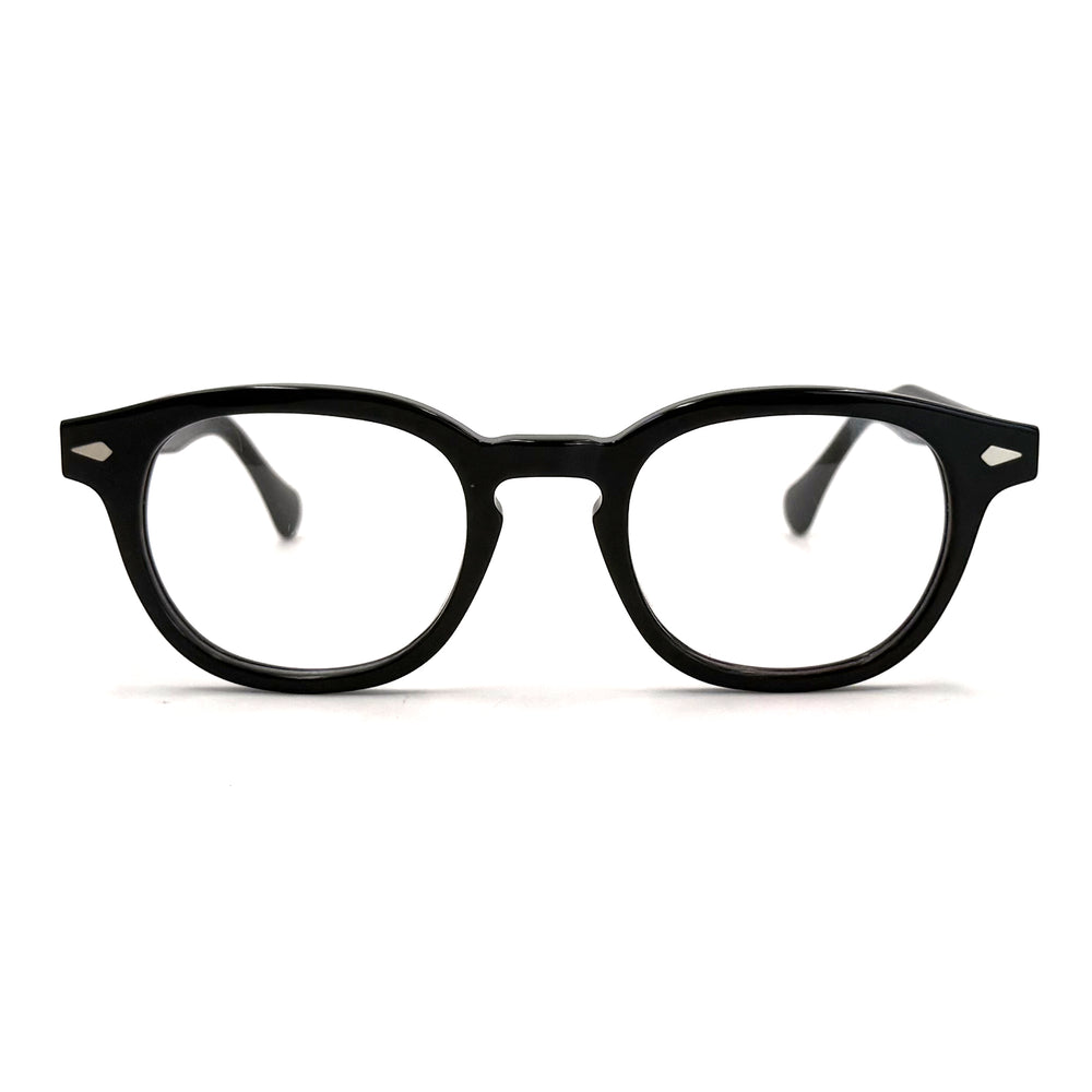 MiGAFAS F6042 Black round acetate prescription eyeglasses, front view