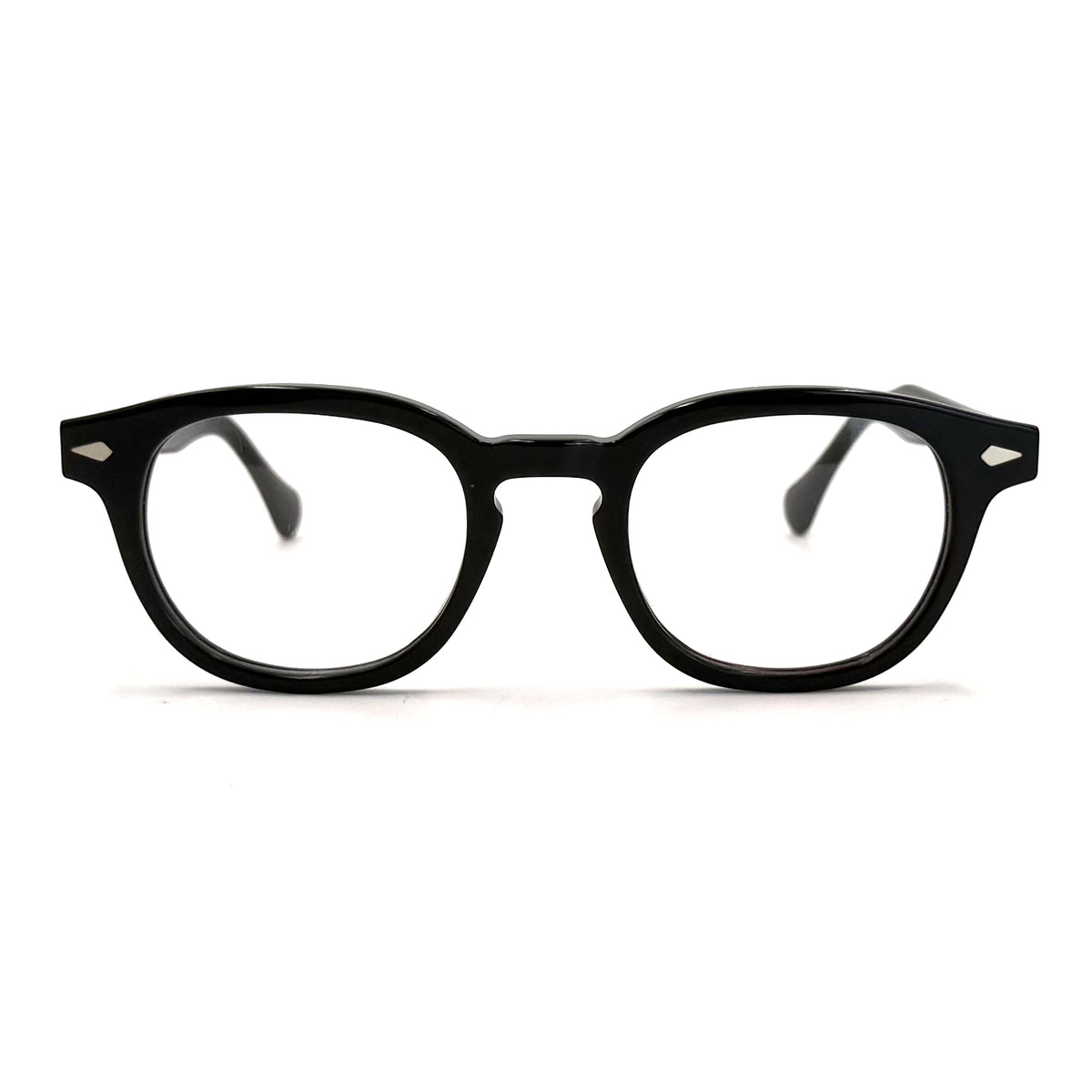 MiGAFAS F6042 Black round acetate prescription eyeglasses, front view