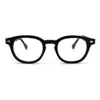 MiGAFAS F6042 Black round acetate prescription eyeglasses, front view