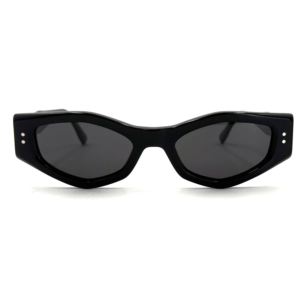 MiGAFAS F0187S Black cat-eye acetate sunglasses, front view