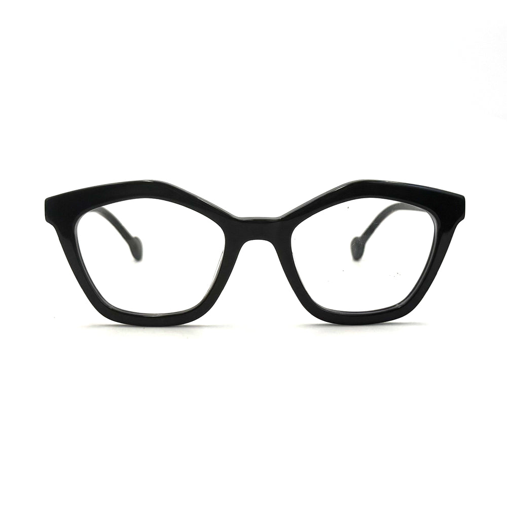 MiGAFAS CRM5152 Black acetate butterfly cat-eye eyeglasses front view