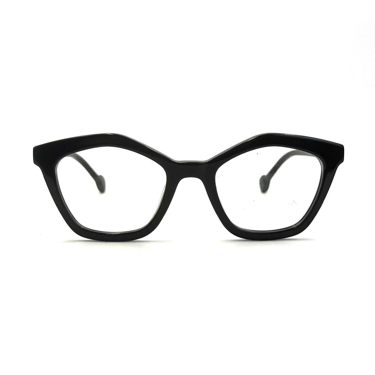 MiGAFAS CRM5152 Black acetate butterfly cat-eye eyeglasses front view
