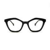 MiGAFAS CRM5152 Black acetate butterfly cat-eye eyeglasses front view