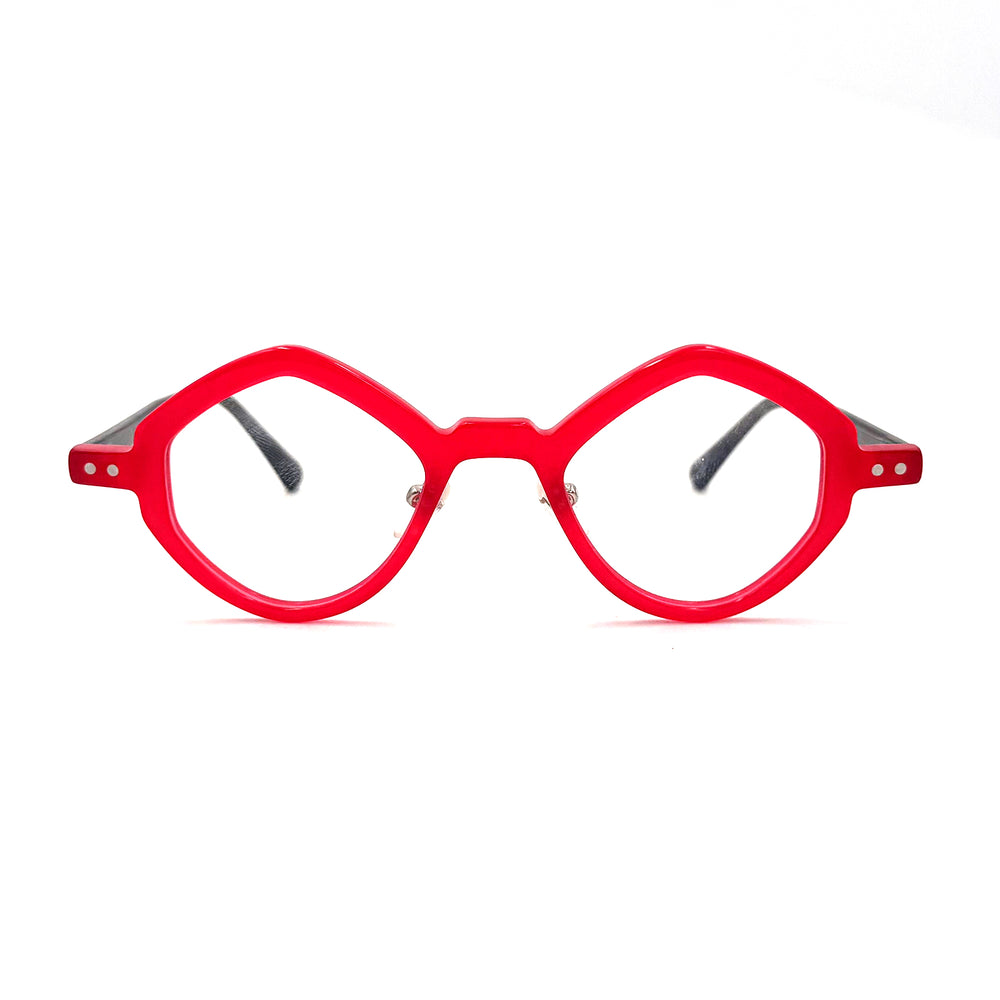 MiGAFAS 87918 polygonal acetate prescription eyeglasses, front view