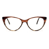 MiGAFAS EG3342 brown cat-eye acetate prescription eyeglasses, front view