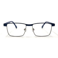 MiGAFAS XK4737 Navy stainless steel browline eyeglasses front view