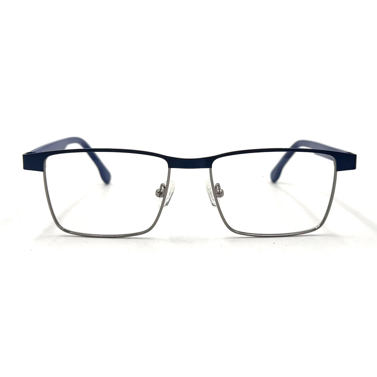 MiGAFAS XK4737 Navy stainless steel browline eyeglasses front view