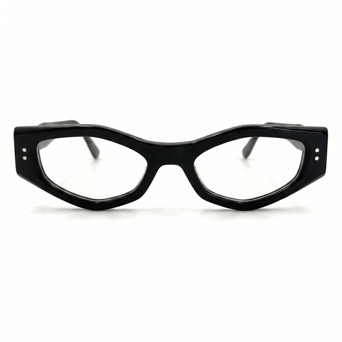 MiGAFAS F0187 Black cat-eye acetate prescription eyeglasses, front view