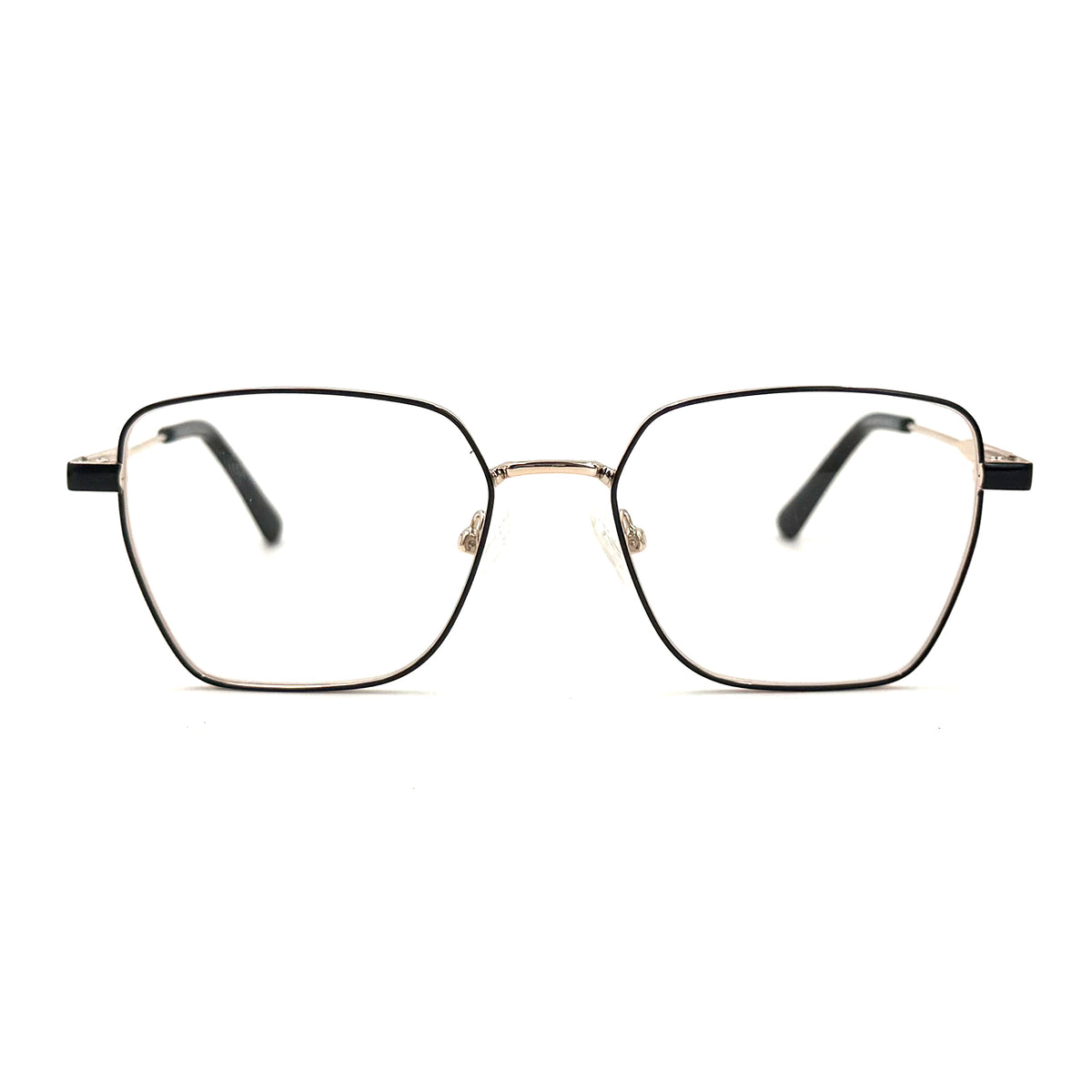 MiGAFAS XK4715 Black metal geometric butterfly eyeglasses front view