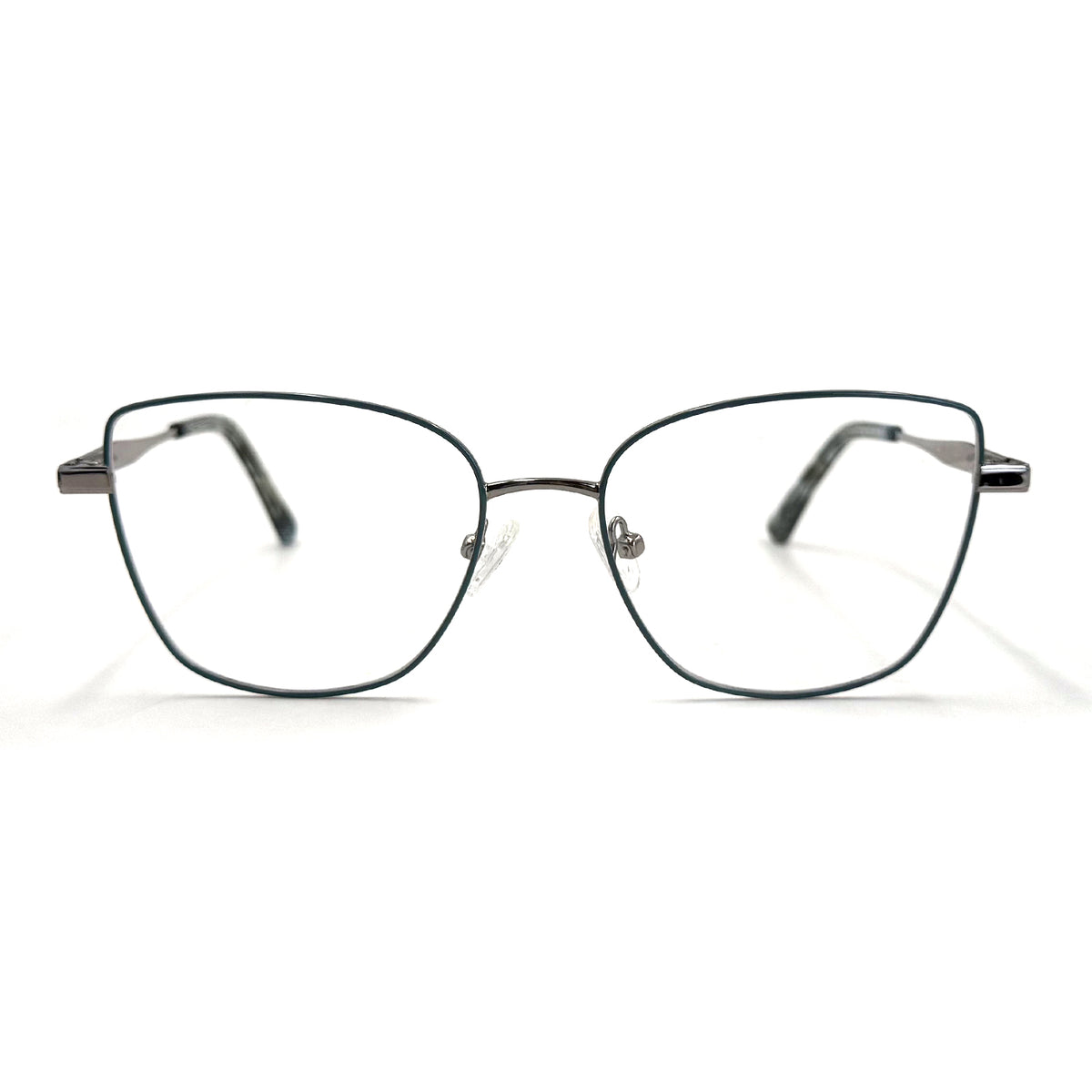 MiGAFAS XK4719 Blue metal butterfly cat-eye eyeglasses front view