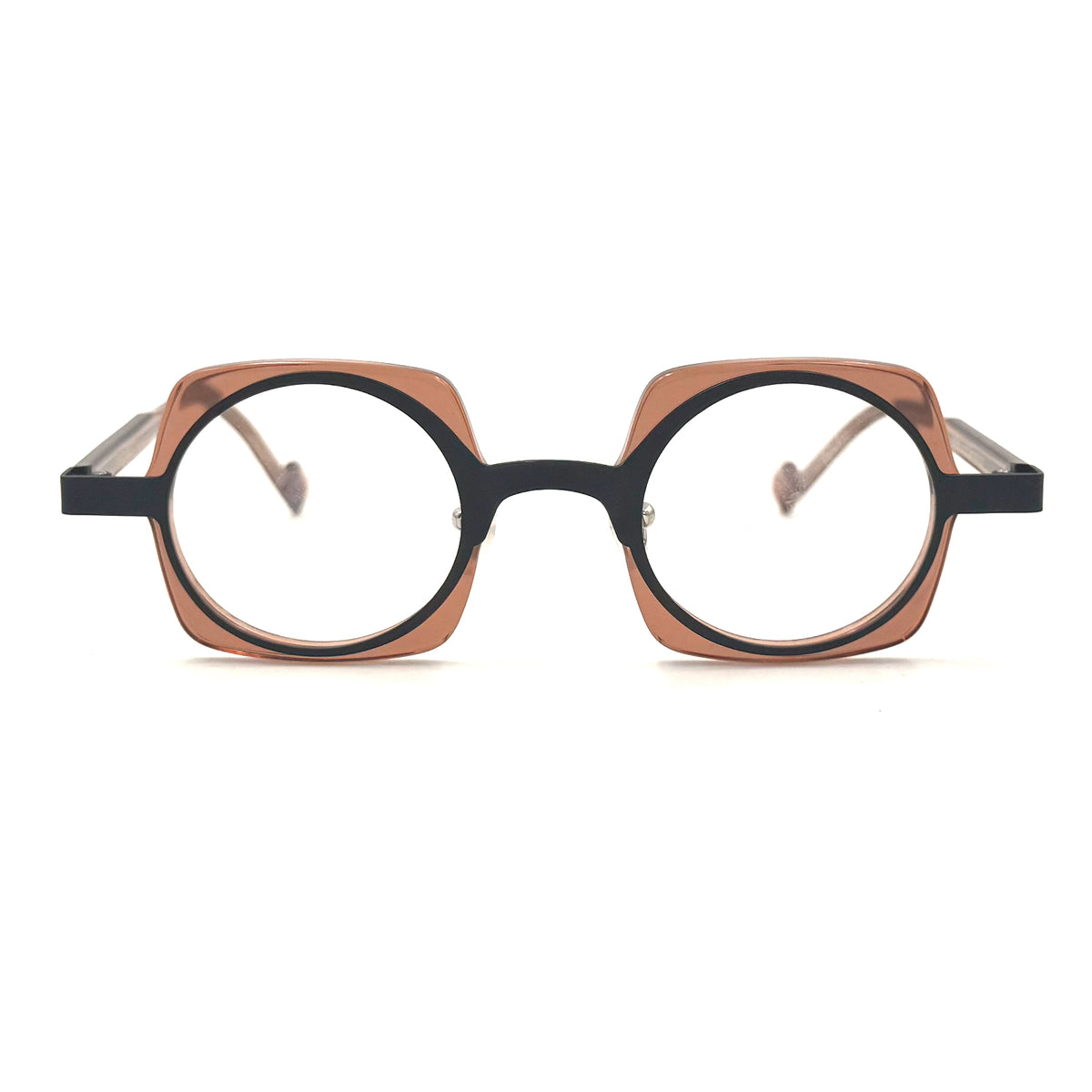 MiGAFAS 87970 round acetate prescription eyeglasses, front view