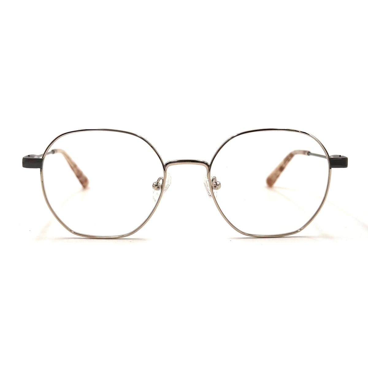 MiGAFAS XK4766 Gray Metal geometric round eyeglasses front view