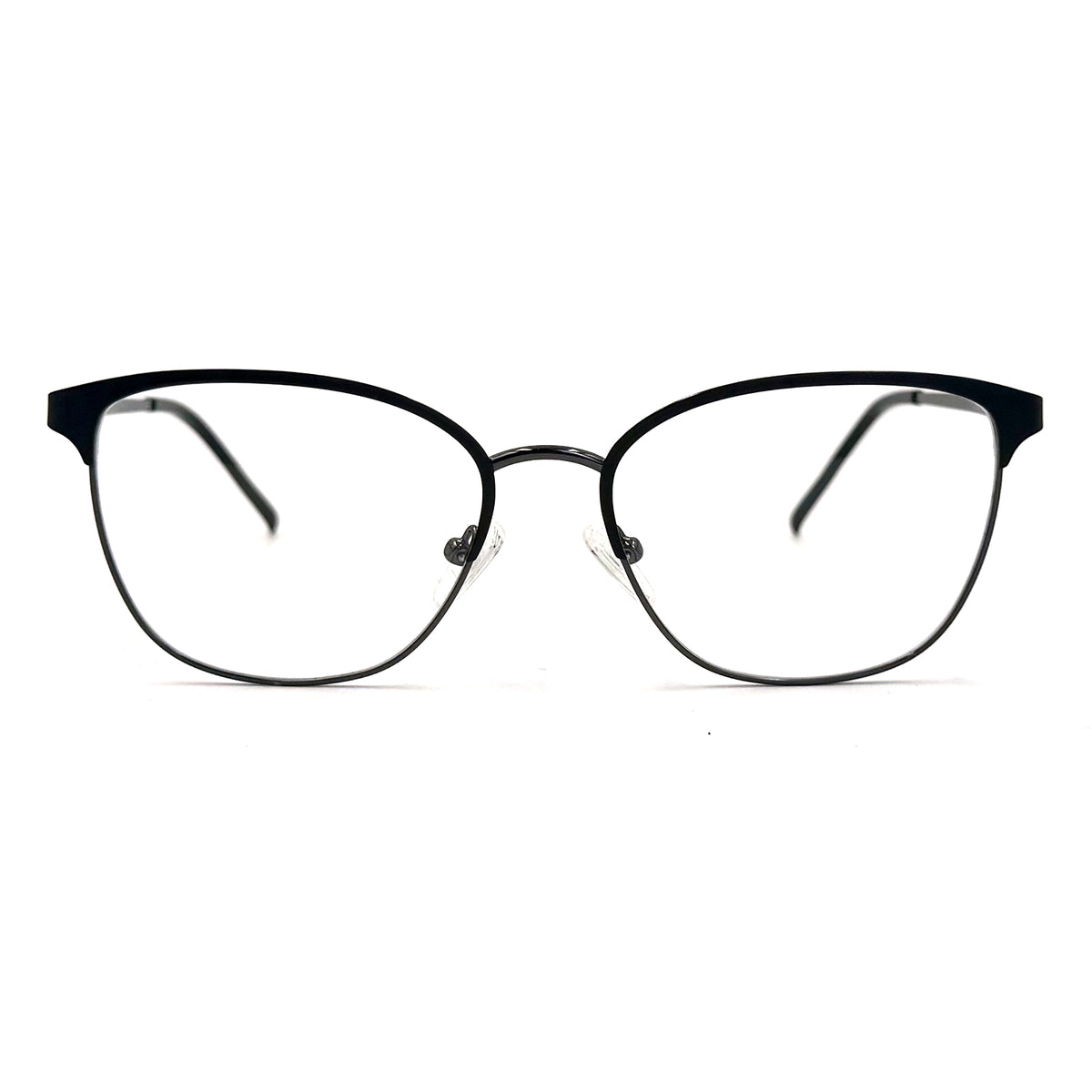MiGAFAS K4136 black stainless steel prescription eyeglasses, front view