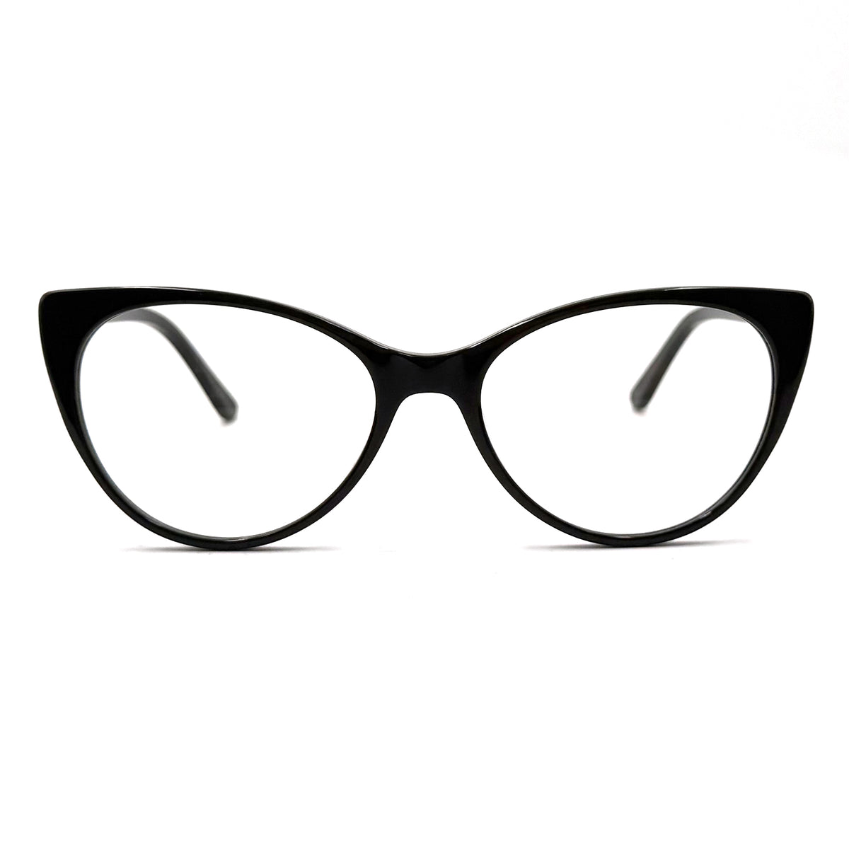 MiGAFAS EG3342 Black cat-eye acetate prescription eyeglasses, front view