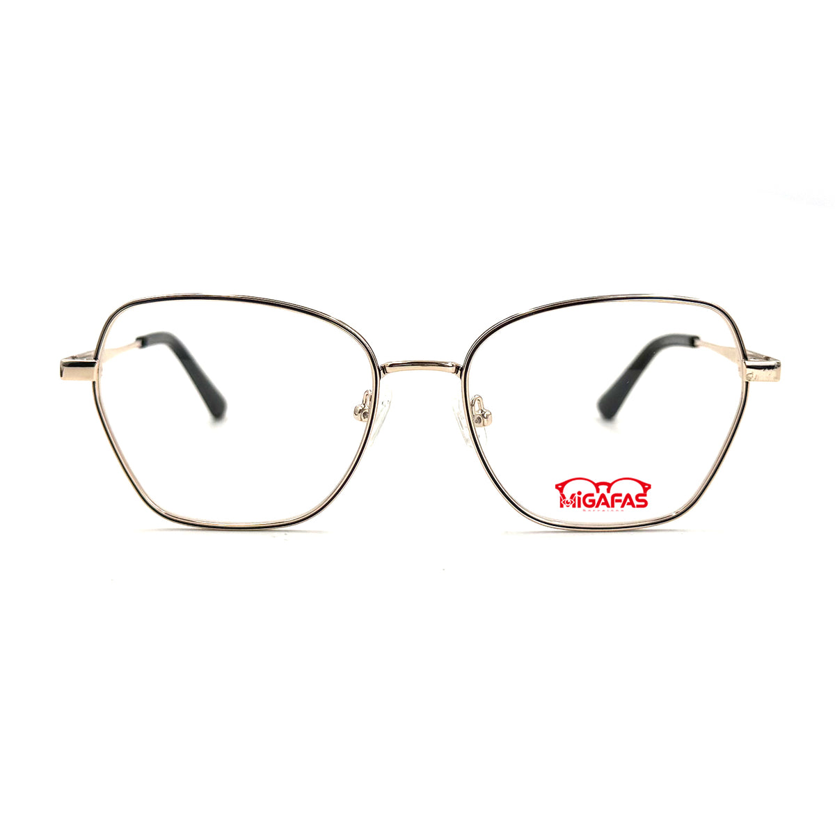 MiGAFAS XK4714 Black metal geometric butterfly eyeglasses front view