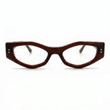 MiGAFAS F0187 Brown cat-eye acetate prescription eyeglasses, front view