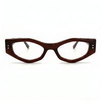 MiGAFAS F0187 Brown cat-eye acetate prescription eyeglasses, front view