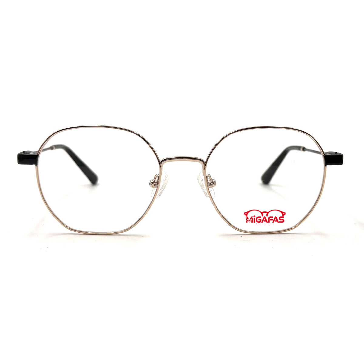 MiGAFAS XK4766 Black TR90 geometric round eyeglasses front view