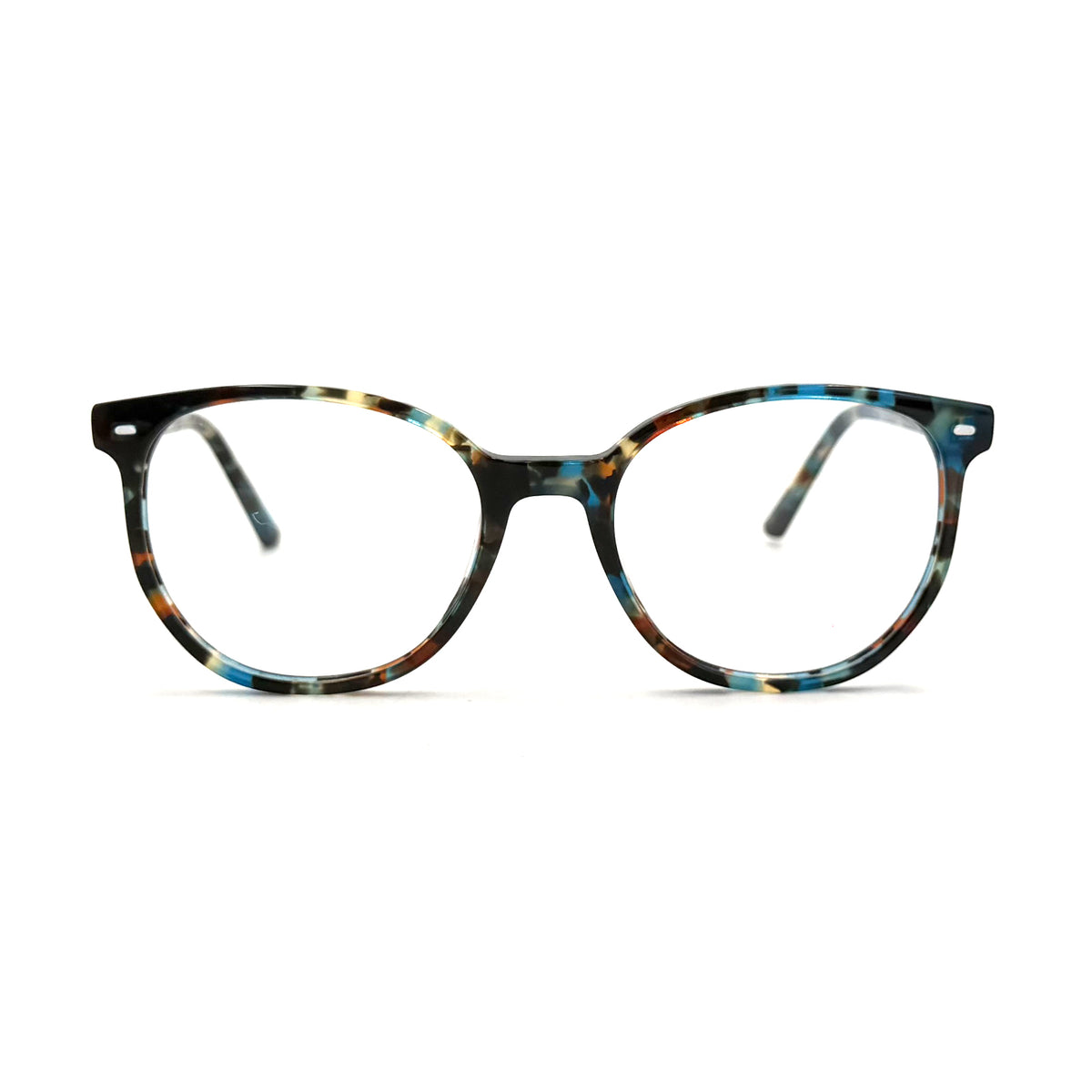 MiGAFAS FR6916 Blue Havana Wellington acetate prescription eyeglasses, front view