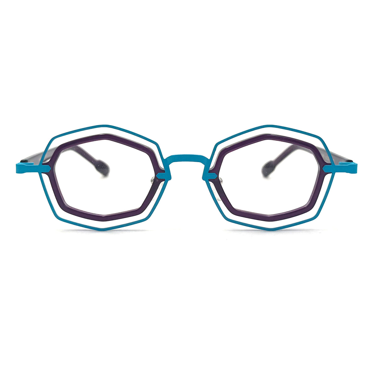 MiGAFAS 87962 polygonal acetate prescription eyeglasses, front view