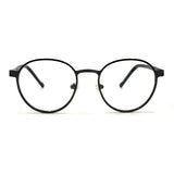 MiGAFAS B9141 Black round stainless steel prescription eyeglasses, front view