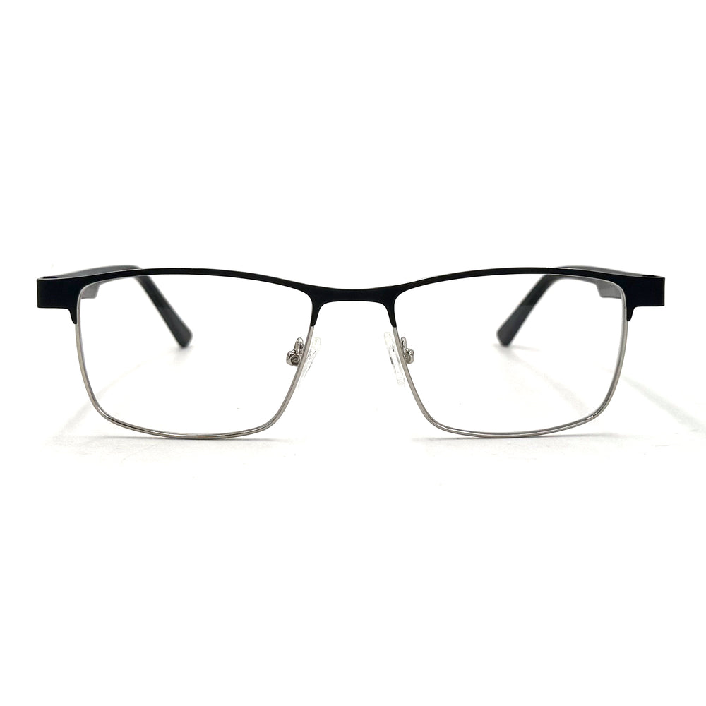 MiGAFAS XK4738 Black metal geometric browline eyeglasses front view
