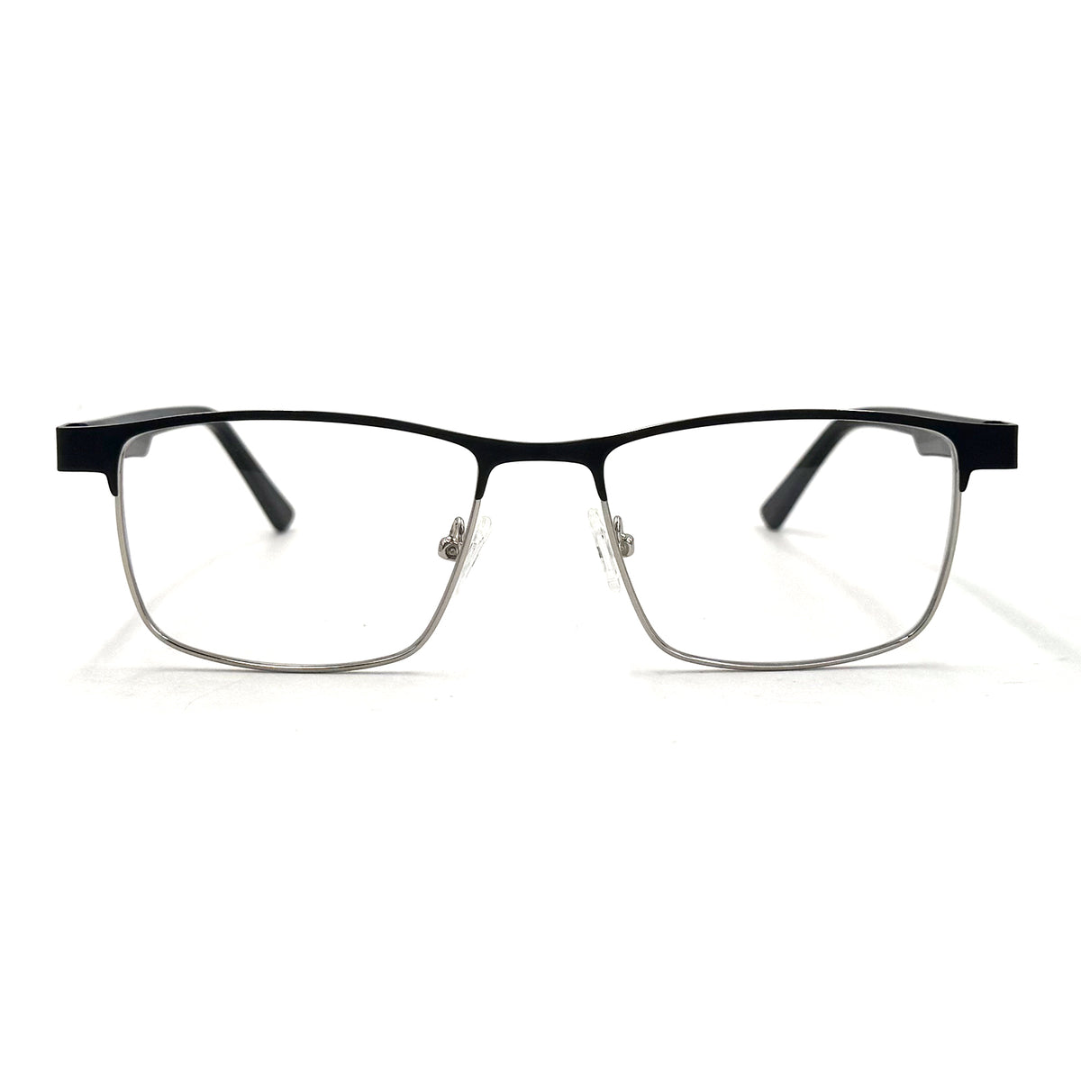 MiGAFAS XK4738 Black metal geometric browline eyeglasses front view