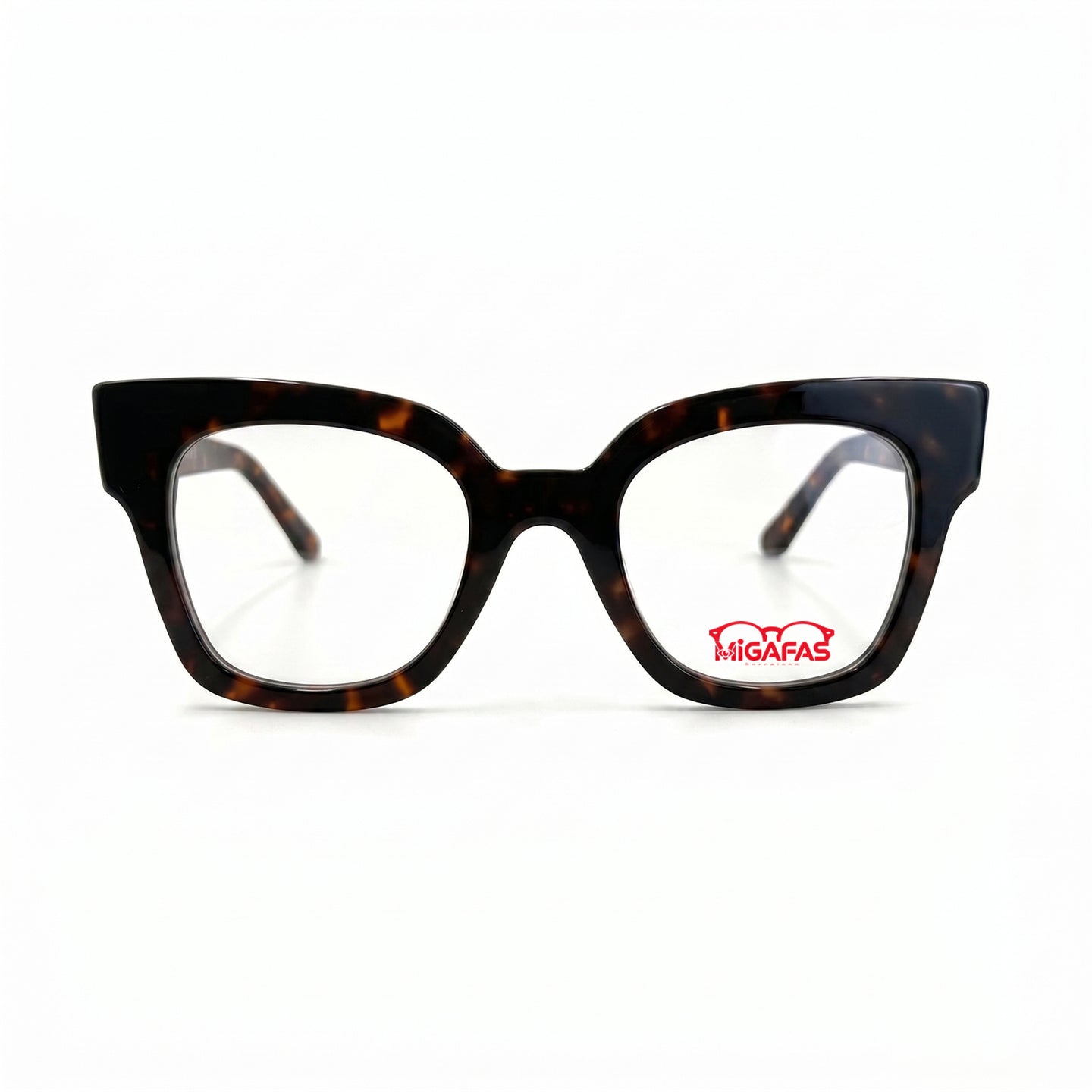MiGAFAS FR6135 Havana butterfly acetate prescription eyeglasses, front view