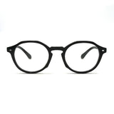 MiGAFAS CRM5150 black Boston acetate eyeglasses, front view