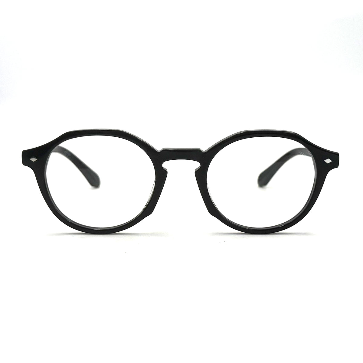 MiGAFAS CRM5150 black Boston acetate eyeglasses, front view