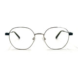 MiGAFAS XK4766 Blue Metal geometric round eyeglasses front view