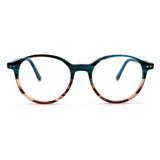 MiGAFAS EG3316 Blue Havana Boston acetate prescription eyeglasses, front view