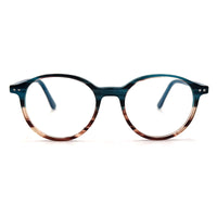 MiGAFAS EG3316 Blue Havana Boston acetate prescription eyeglasses, front view