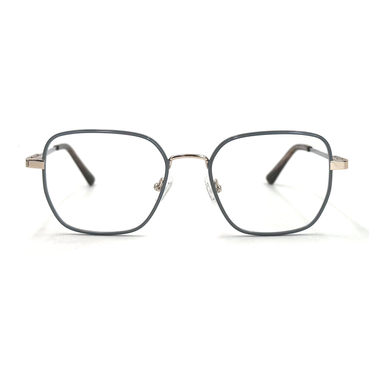 MiGAFAS XK4769 Gray metal square eyeglasses front view
