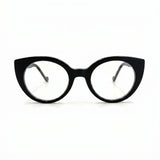 MiGAFAS FR6136 Black cat-eye acetate prescription eyeglasses, front view