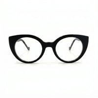 MiGAFAS FR6136 Black cat-eye acetate prescription eyeglasses, front view