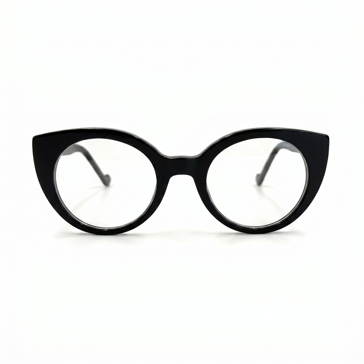 MiGAFAS FR6136 Black cat-eye acetate prescription eyeglasses, front view