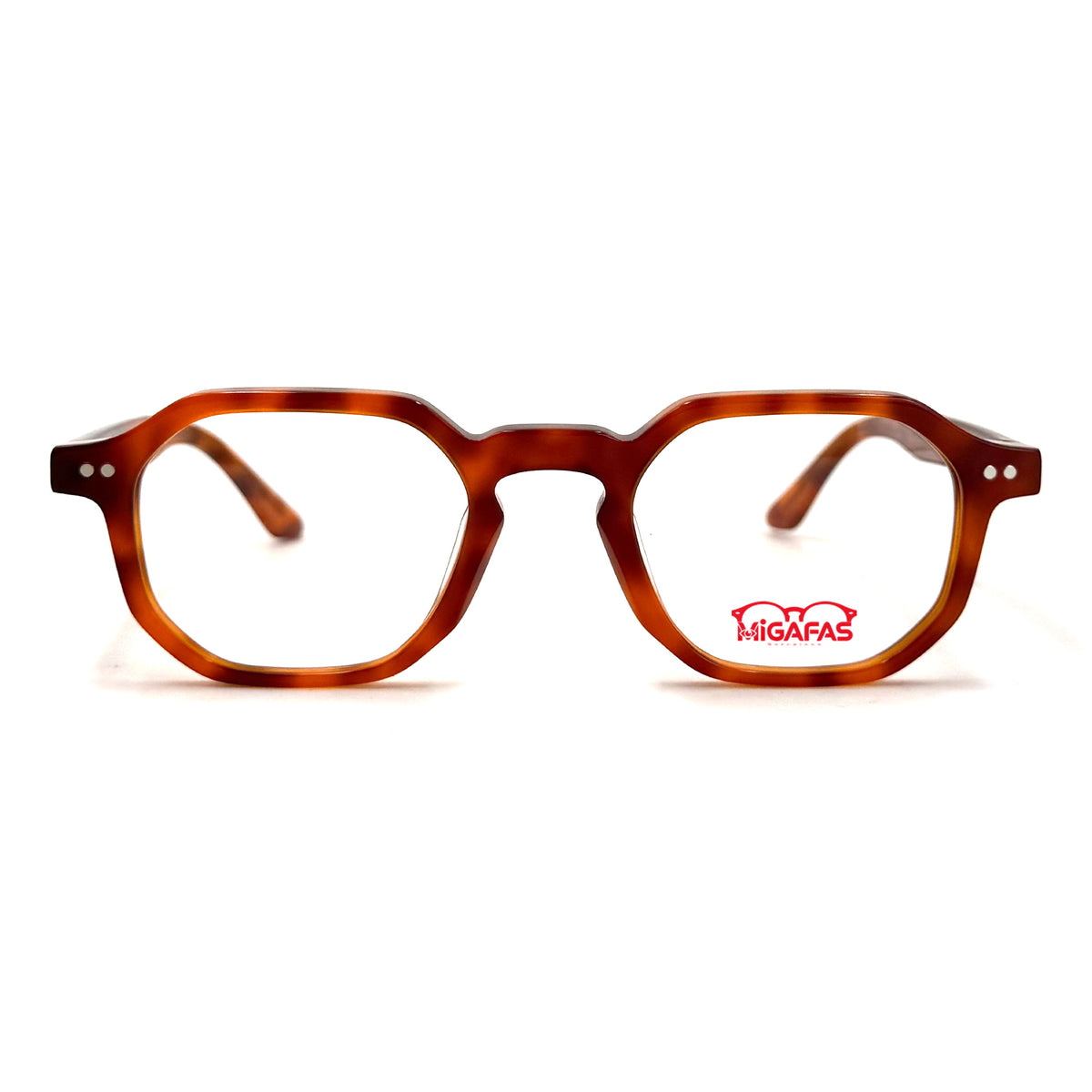 MiGAFAS F6879 Havana acetate Crown eyeglasses front view