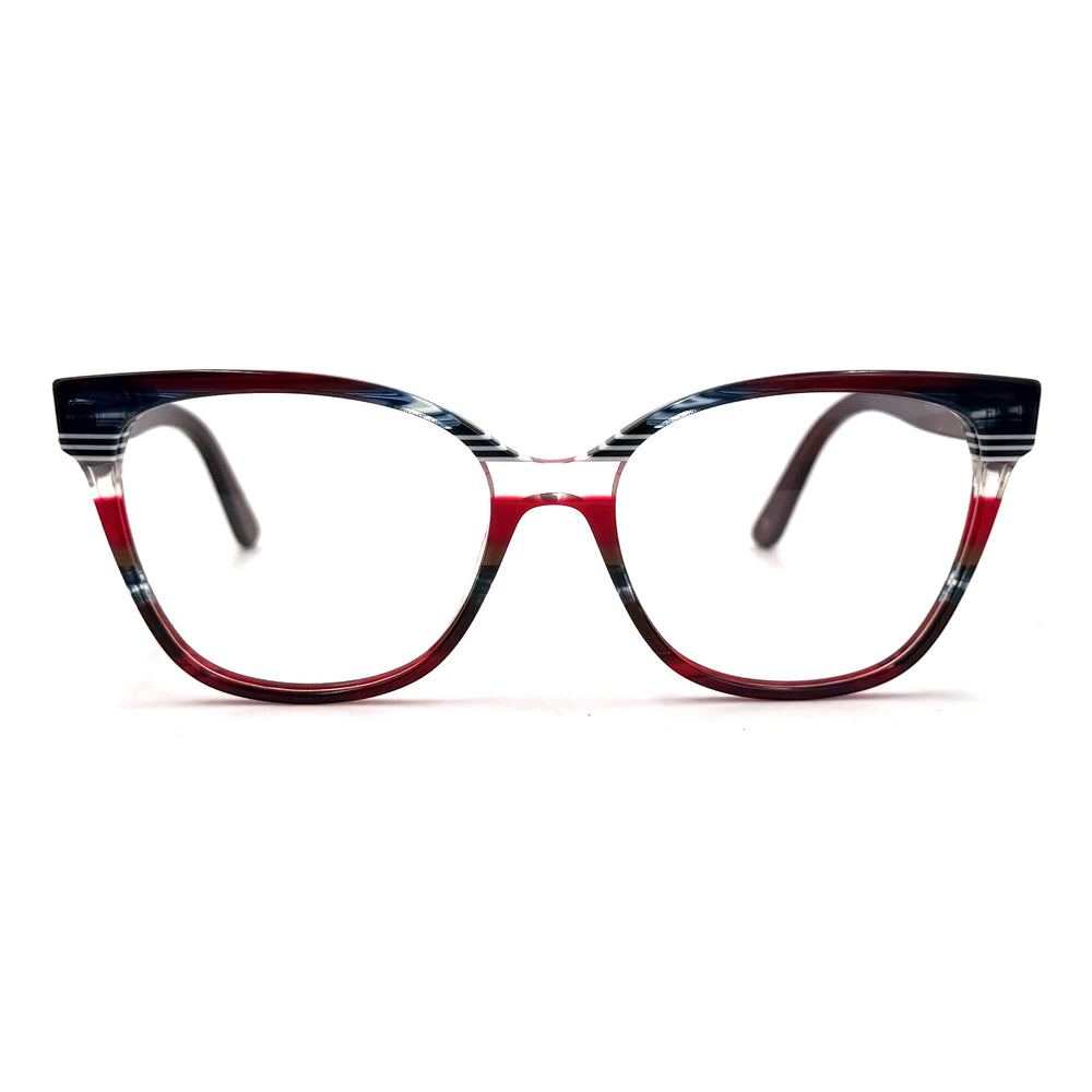 MiGAFAS EO3247 Red cat-eye acetate prescription eyeglasses, front view