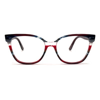 MiGAFAS EO3247 Red cat-eye acetate prescription eyeglasses, front view